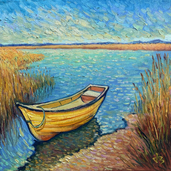 Still Waters — Dallas Deng landscape oil painting, light and calm.