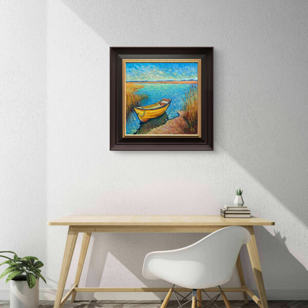 Still Waters — Dallas Deng still life oil painting, interior wall view, light and calm.