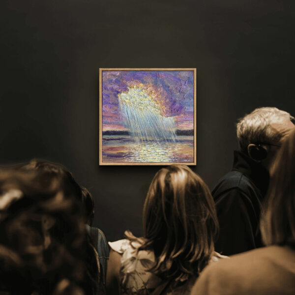 Sun & Hope — Dallas Deng oil painting, interior wall view, light and calm.