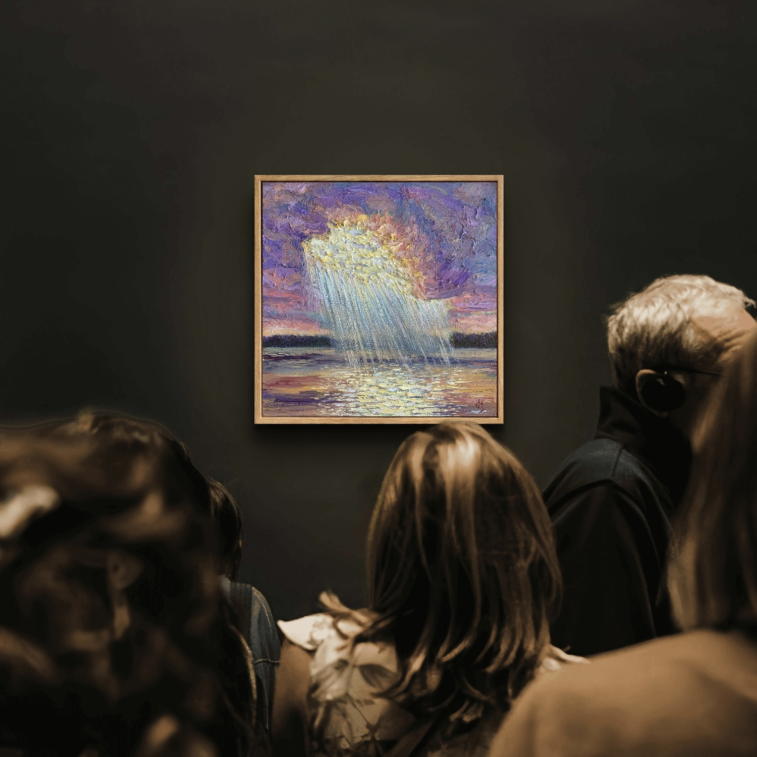 Sun & Hope — Dallas Deng oil painting, interior wall view, light and calm.