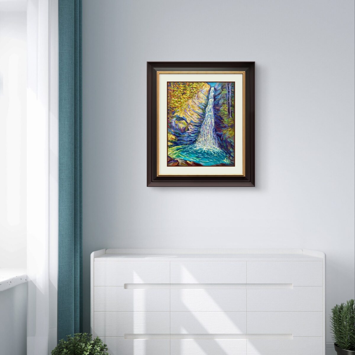 The Fall Between Seasons — Dallas Deng oil painting, interior wall view, light and calm.