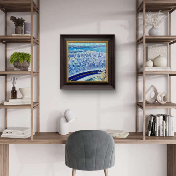 The Silent Arc — Dallas Deng oil painting, interior wall view, light and calm.