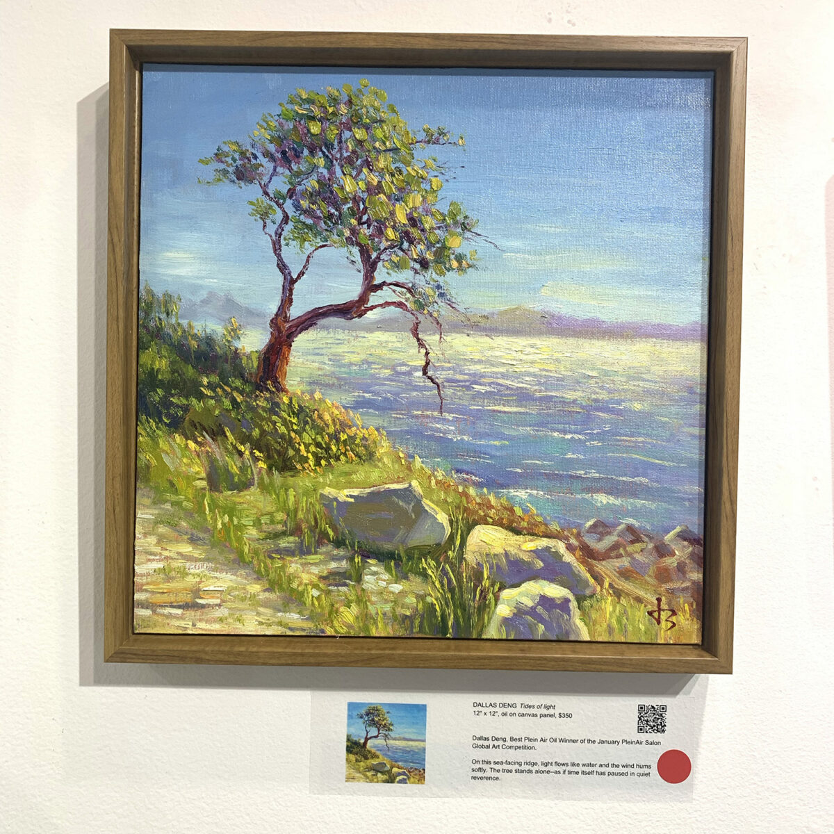 Tides of Light — Dallas Deng oil painting, exhibition display, light and calm.