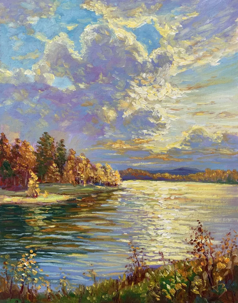 Tranquility of Autumn — Dallas Deng landscape oil painting, light and calm.