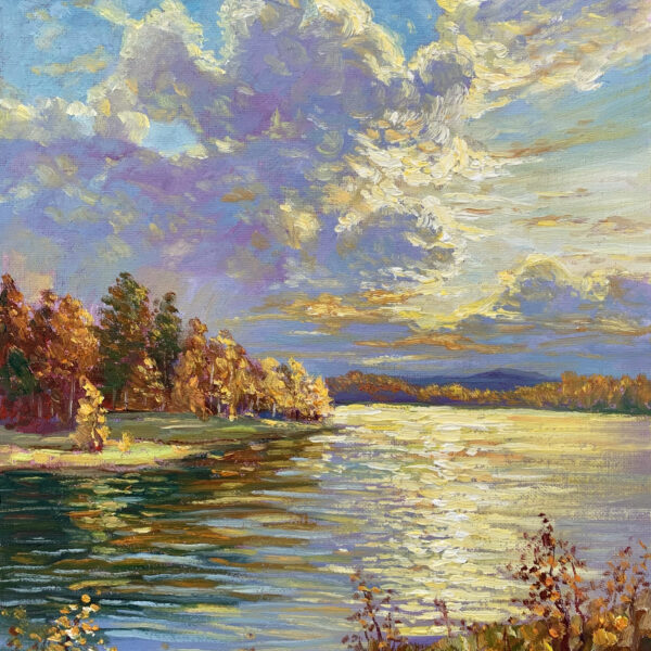 Tranquility of Autumn — Dallas Deng landscape oil painting, light and calm.