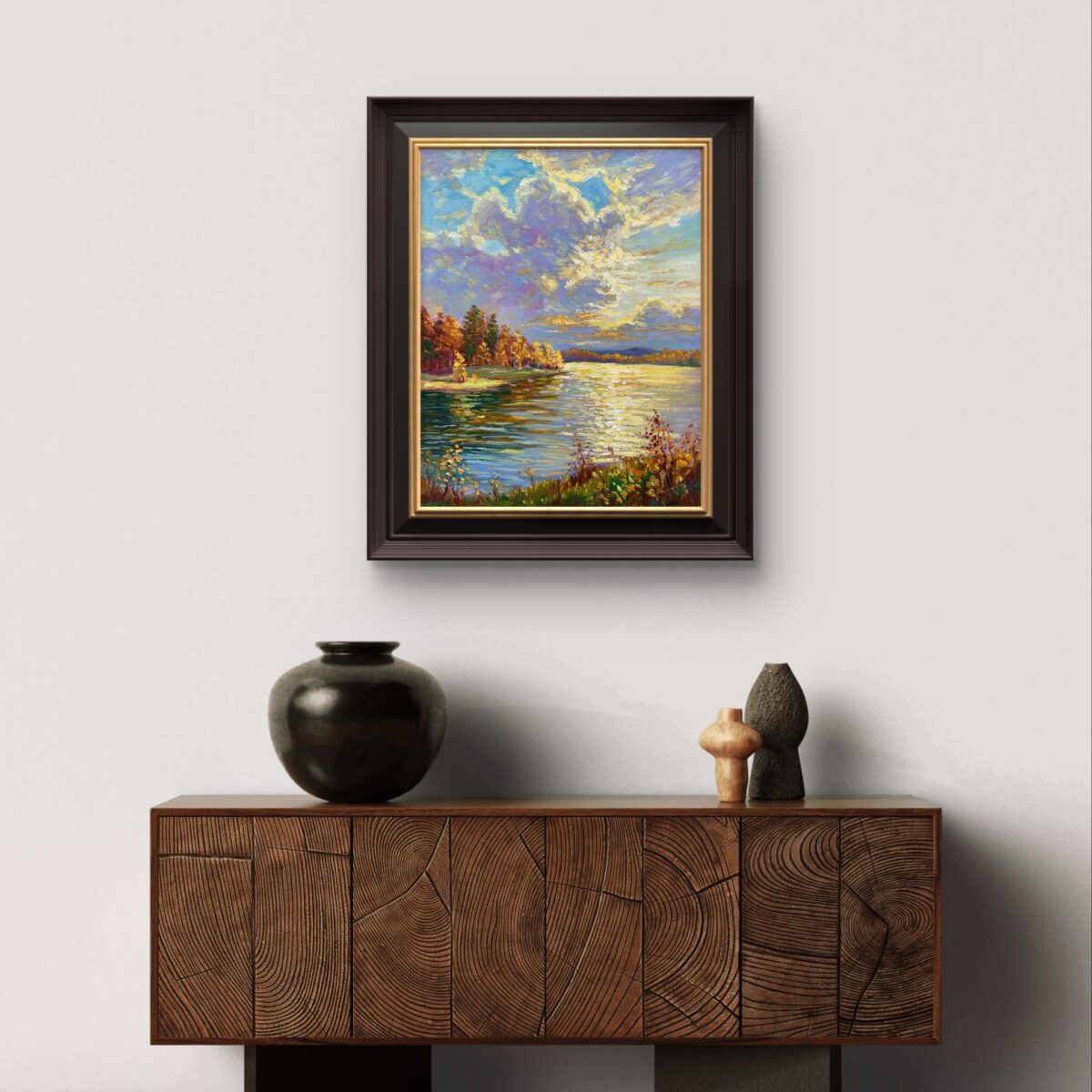 Tranquility of Autumn — Dallas Deng oil painting, interior wall view, light and calm.