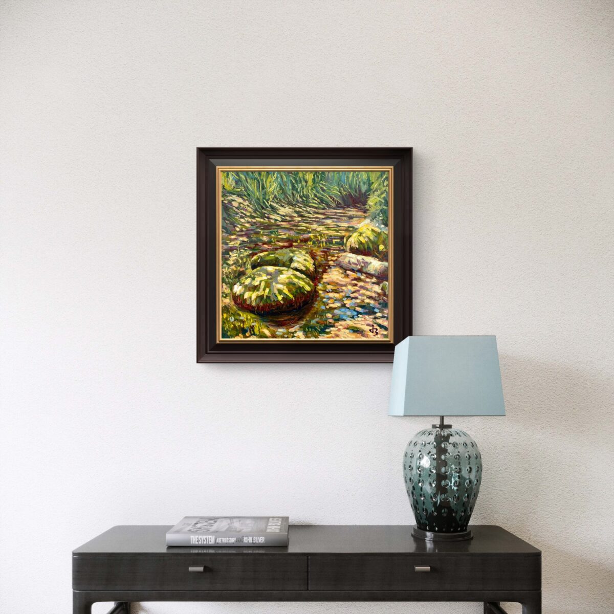 Twins — Dallas Deng oil painting, interior wall view, light and calm.