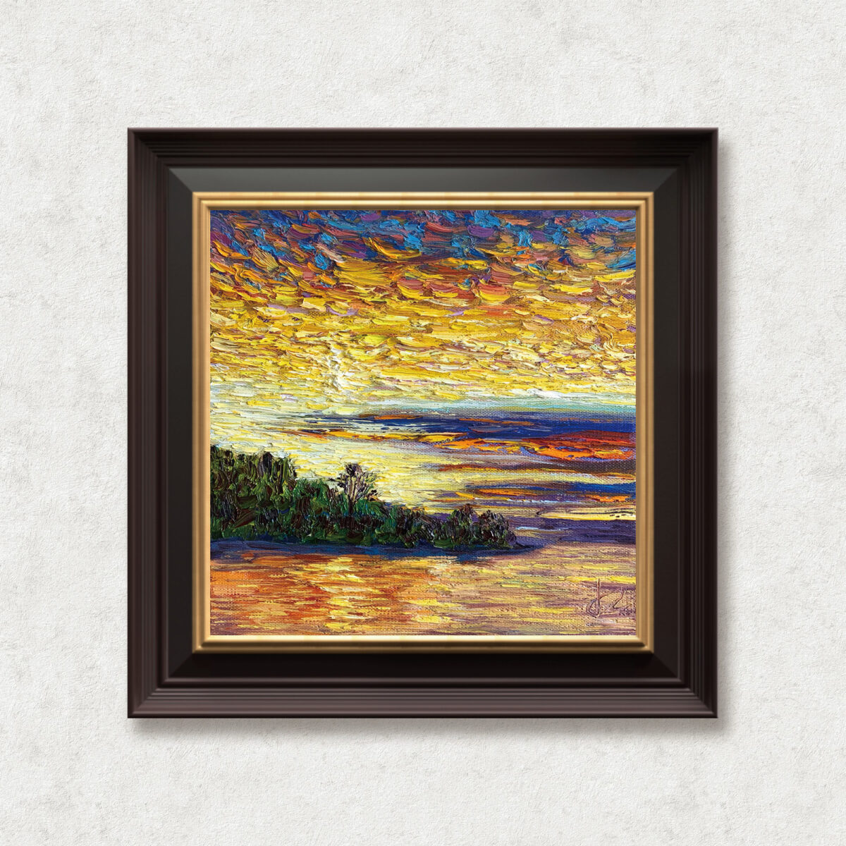 Wonderland — Dallas Deng oil painting, framed view, light and calm.