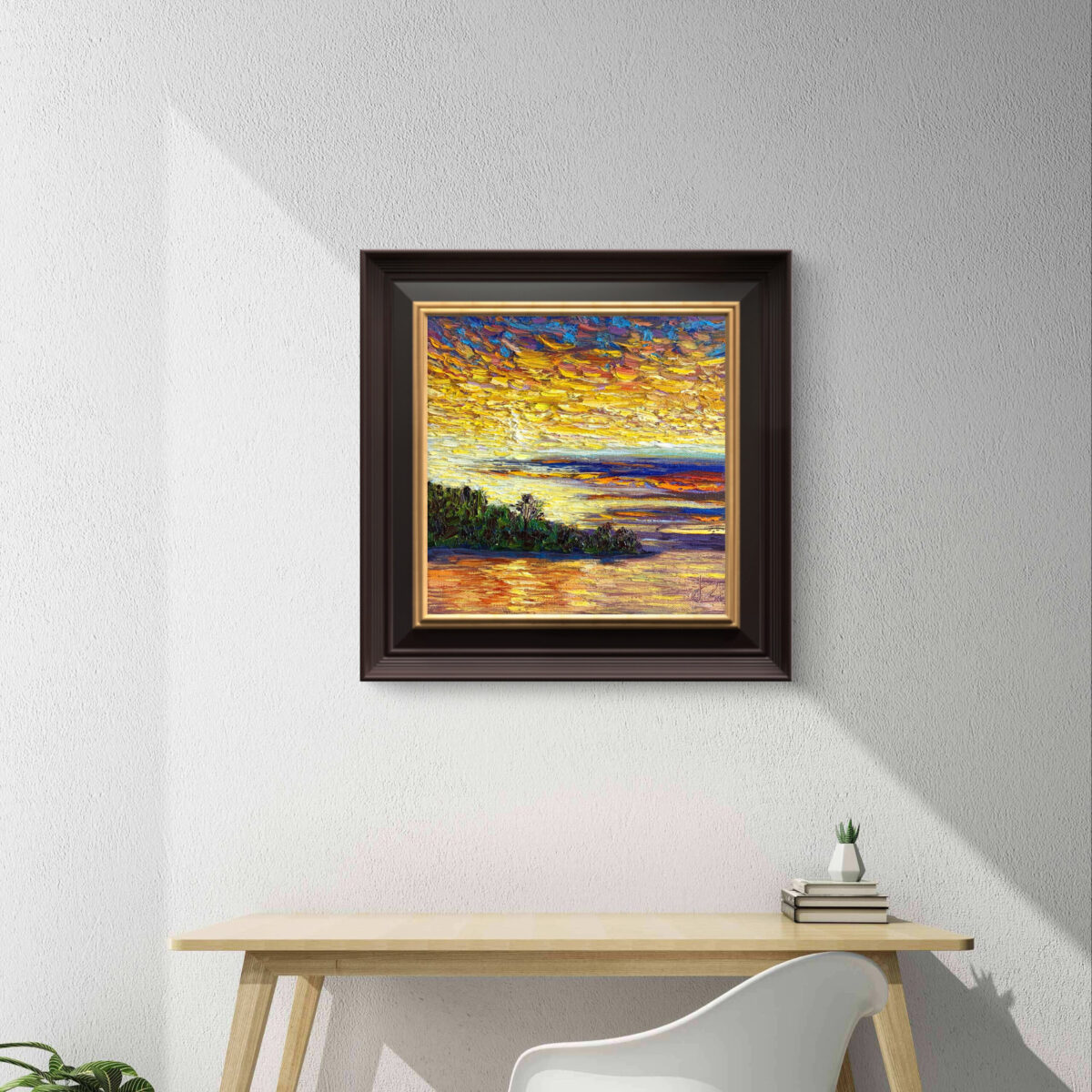 Wonderland 5 — Dallas Deng oil painting, interior wall view, light and calm.