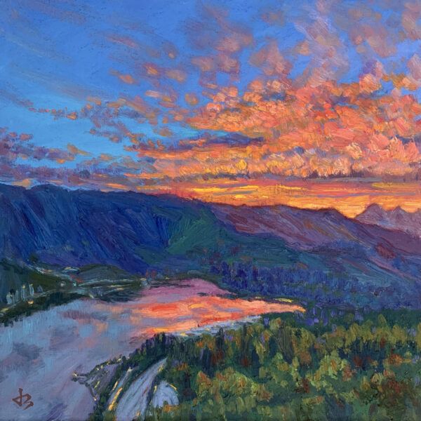 A New Day — Dallas Deng landscape oil painting, light and calm.