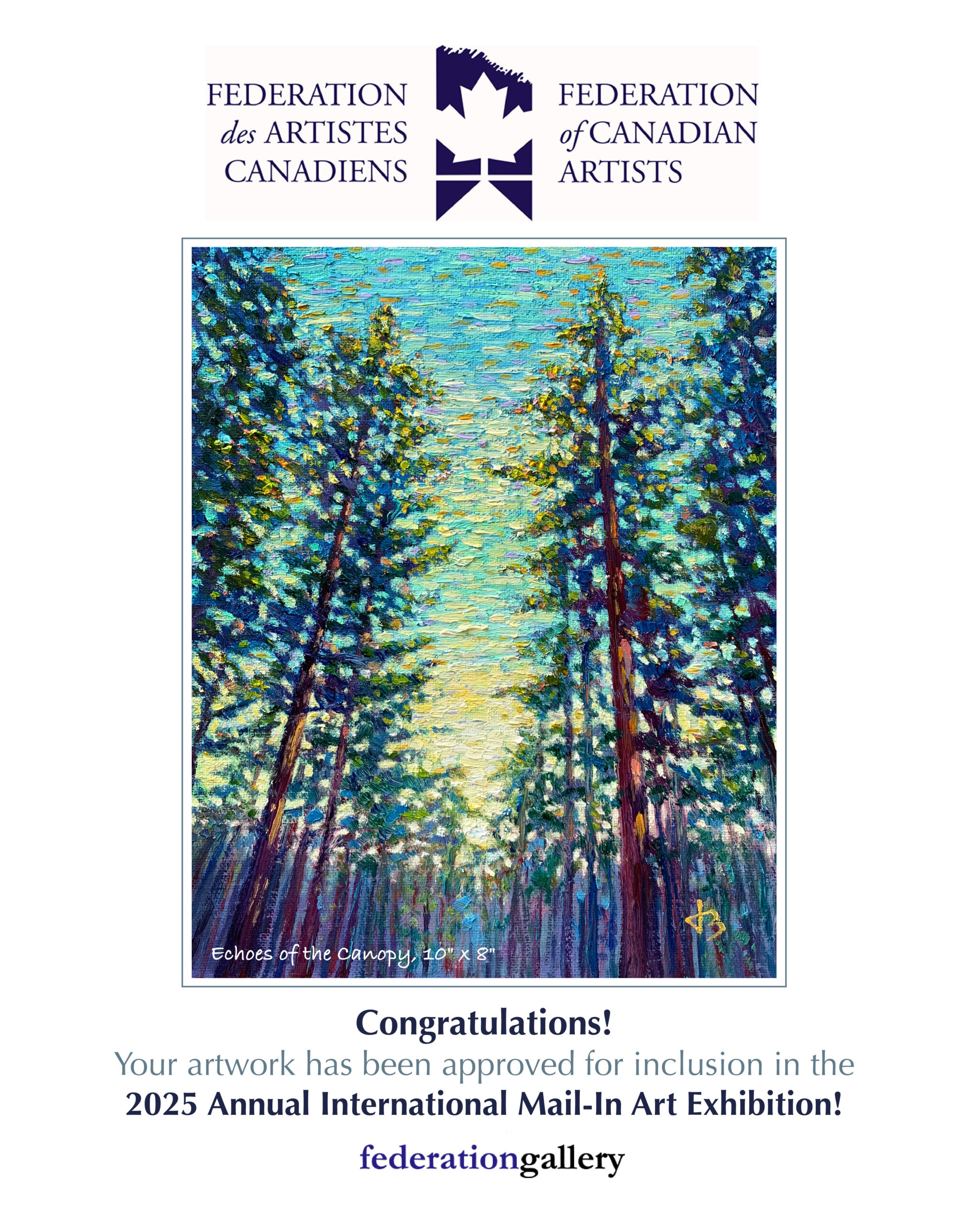 Echoes of the Canopy — Dallas Deng oil painting, exhibition display, light and calm.