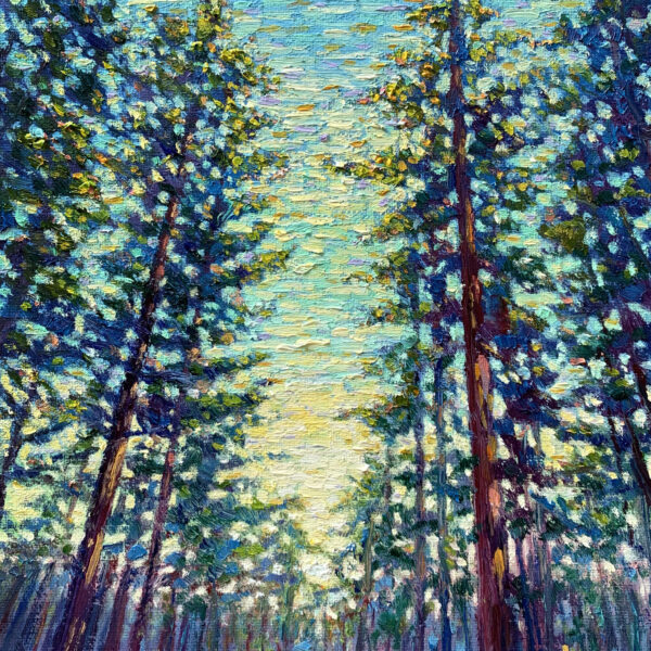 Echoes of the Canopy — Dallas Deng landscape oil painting, light and calm.