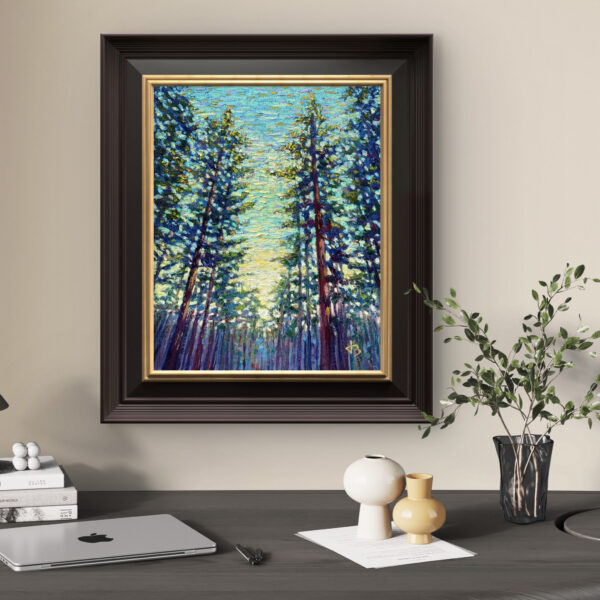 Echoes of the Canopy — Dallas Deng oil painting, interior wall view, light and calm.