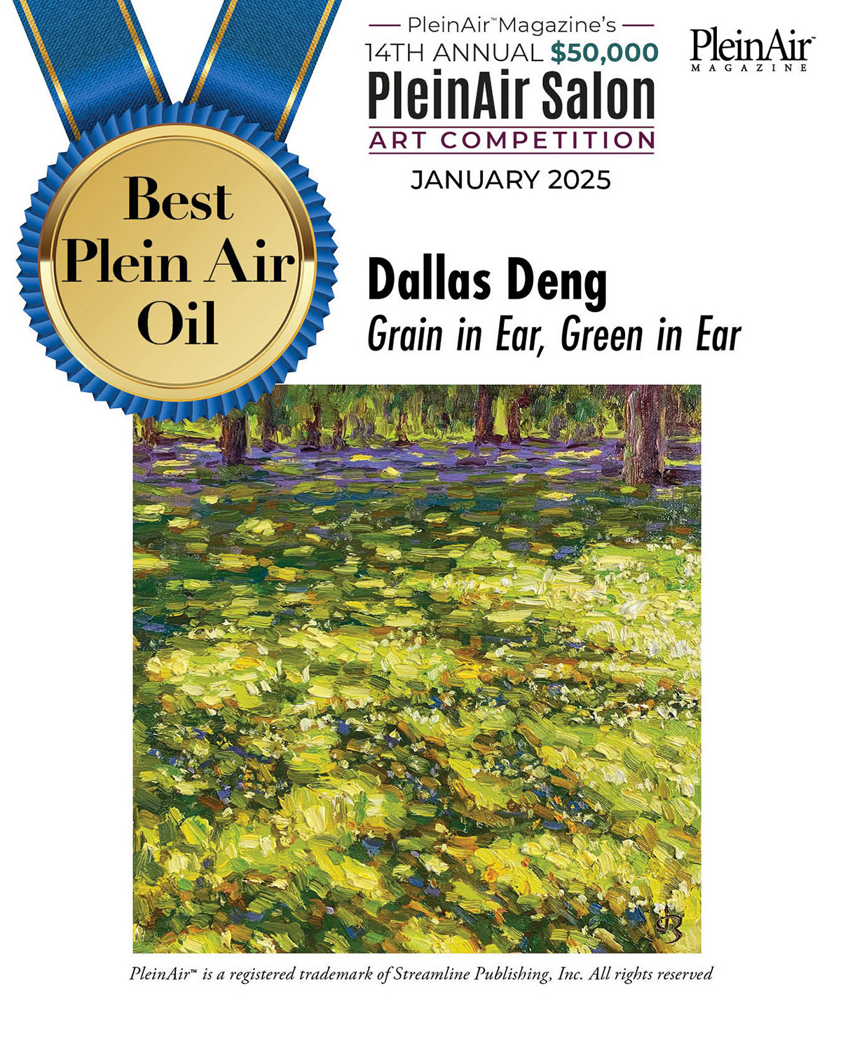Grain Ear Green Ear Best Plein Air Winner — Dallas Deng oil painting, light and calm.