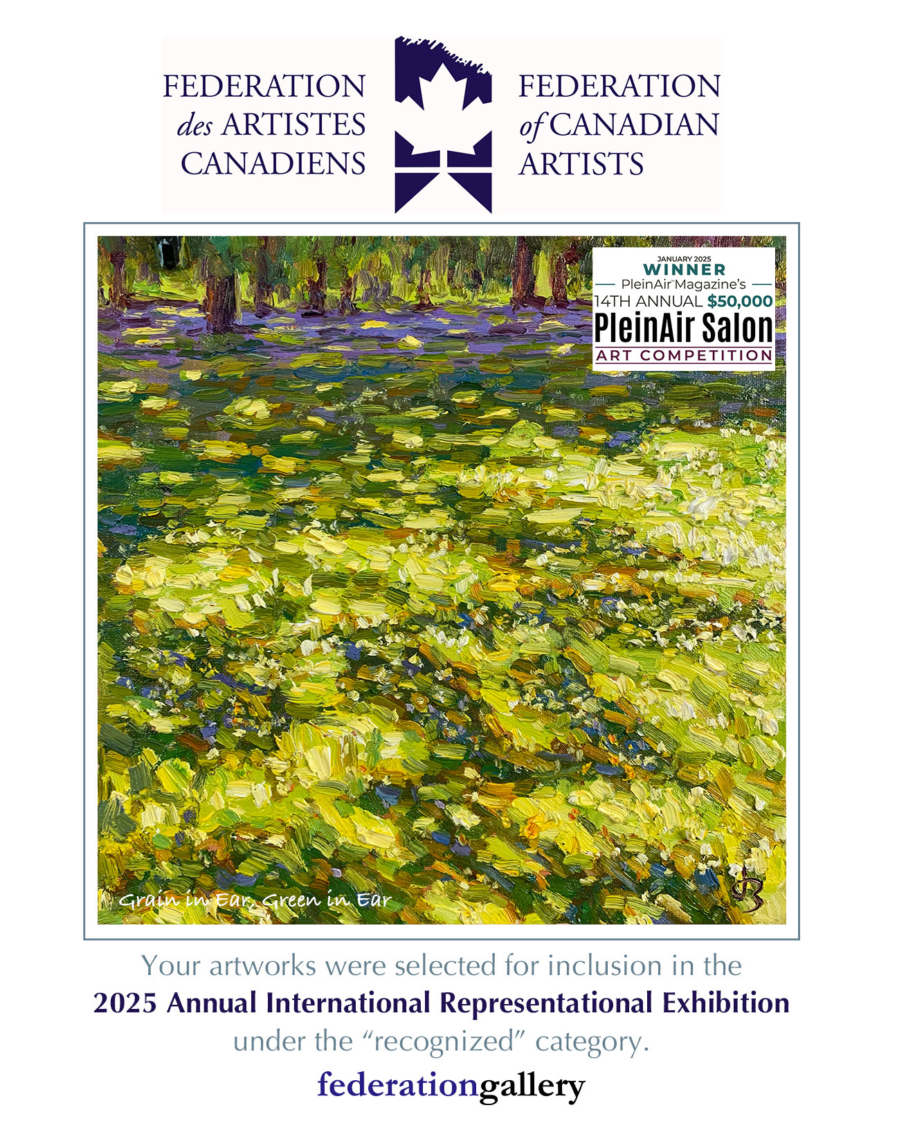 Grain Ear Green Ear — Dallas Deng oil painting, exhibition display, light and calm.