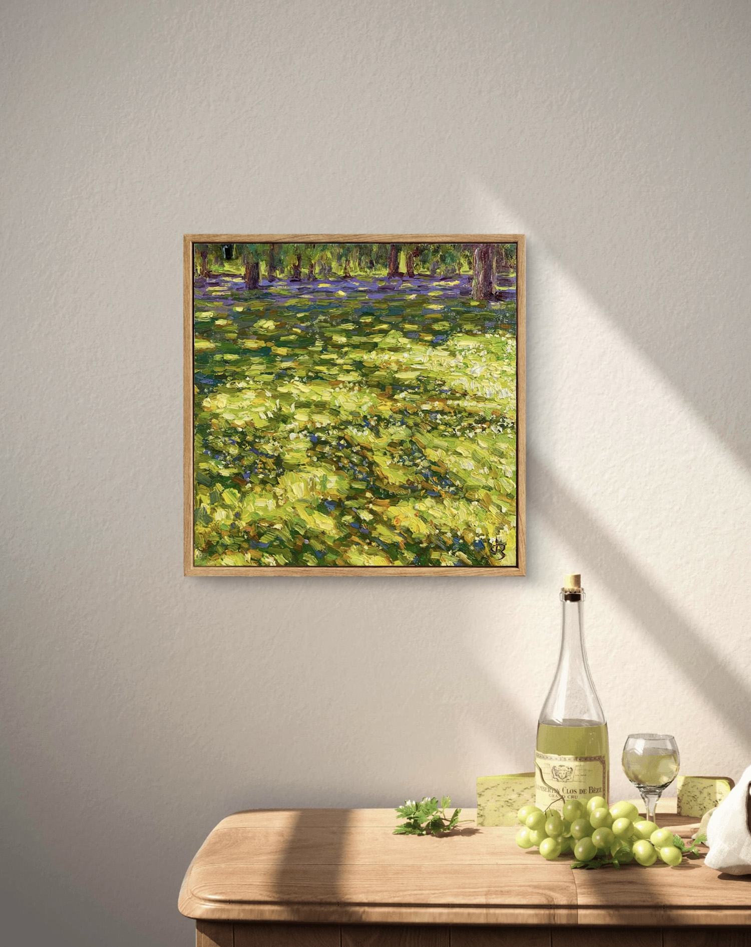 Grain Ear Green Ear — Dallas Deng oil painting, interior wall view, light and calm.