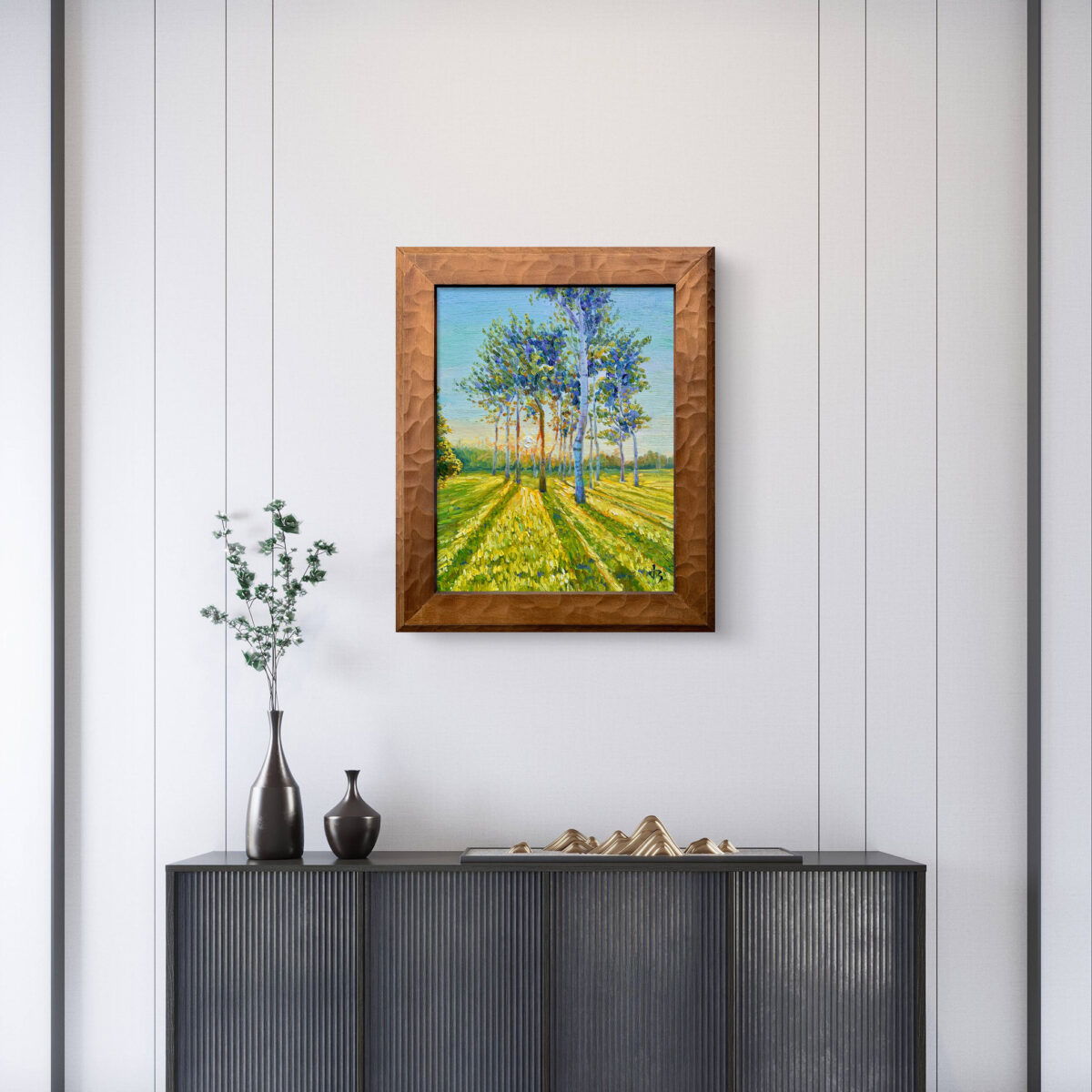 Neighbours 1 1 — Dallas Deng oil painting, interior wall view, light and calm.