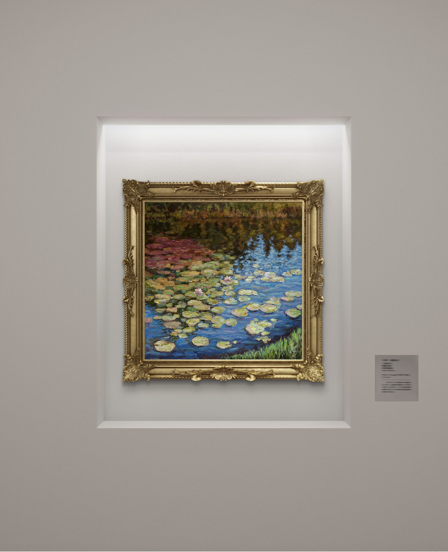 Overflow — Dallas Deng oil painting, interior wall view, light and calm.