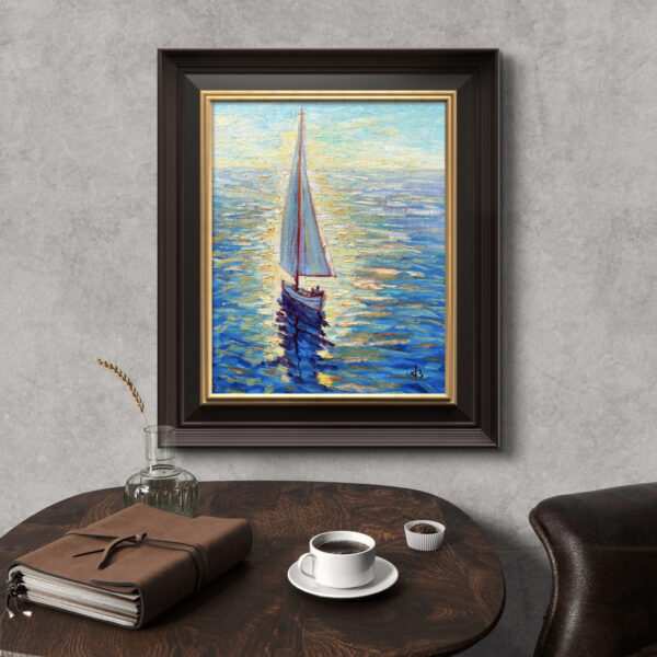 Pi — Dallas Deng oil painting, interior wall view, light and calm.