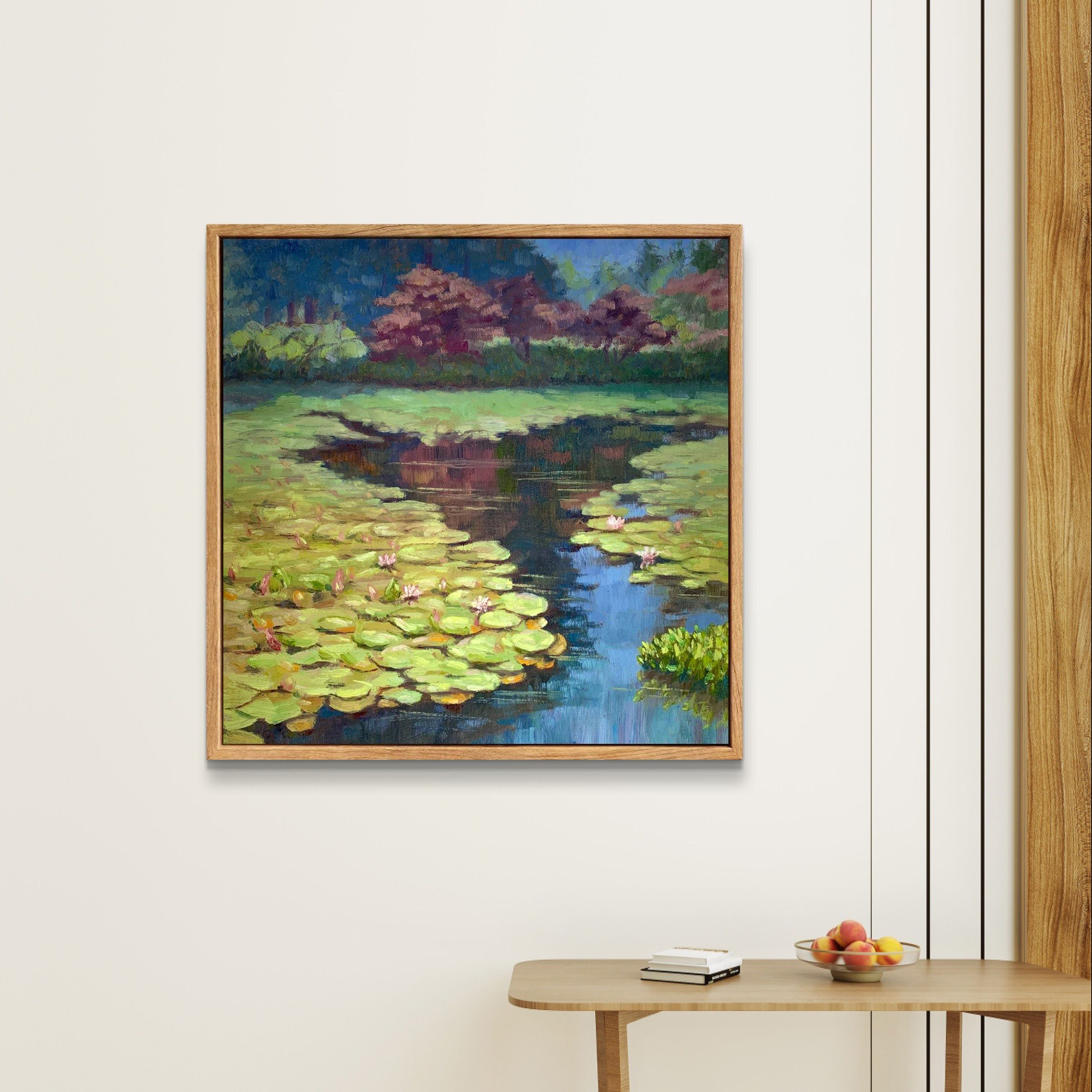 Pond — Dallas Deng oil painting, interior wall view, light and calm.