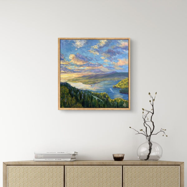 Right After Rain Drop — Dallas Deng oil painting, interior wall view, light and calm.