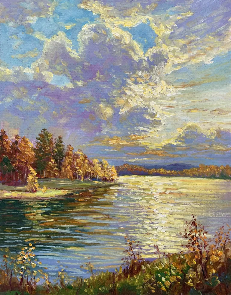 Tranquility of Autumn — Dallas Deng landscape oil painting, light and calm.