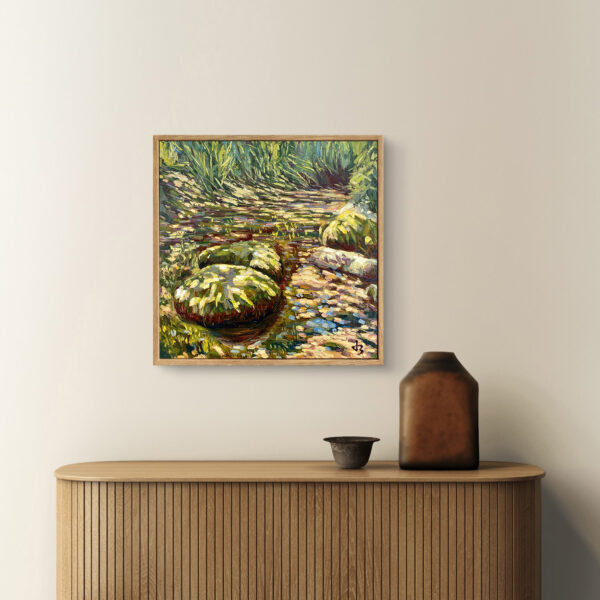 Twins — Dallas Deng oil painting, interior wall view, light and calm.