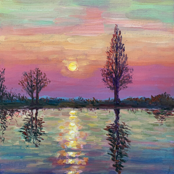 Whispers of Twilight — Dallas Deng landscape oil painting, light and calm.