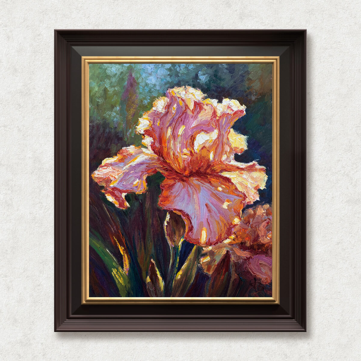 Grace at Ease — Dallas Deng oil painting, framed view, light and calm.