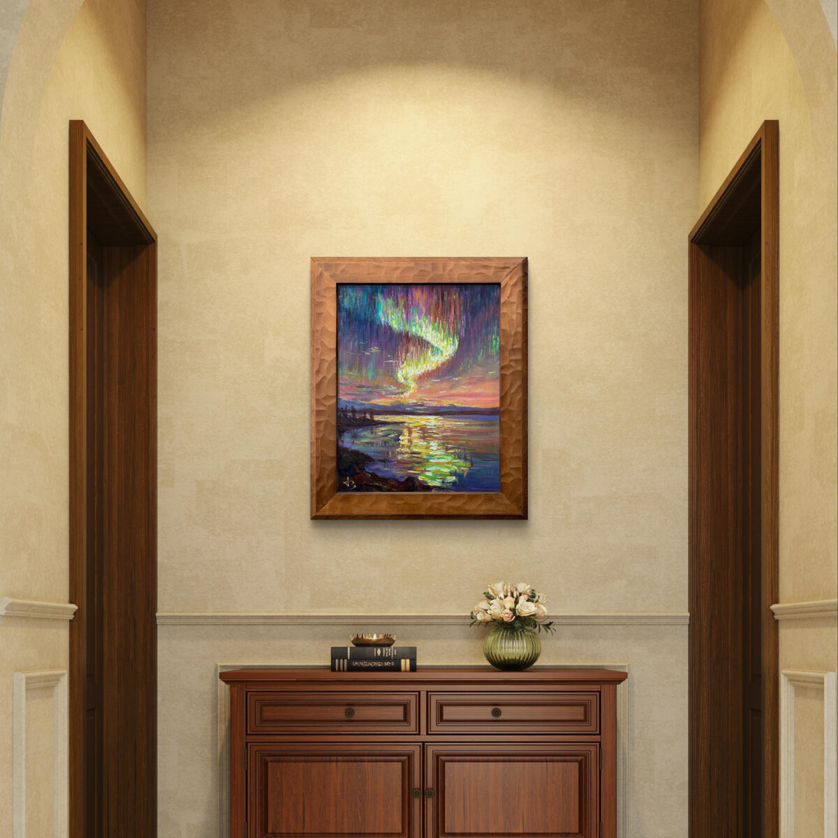 The Descent of Light 5 — Dallas Deng oil painting, interior wall view, light and calm.