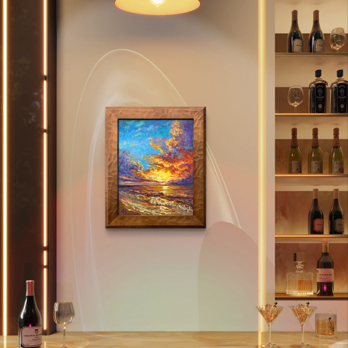 When the Sky Breaks Open 4 — Dallas Deng oil painting, interior wall view, light and calm.