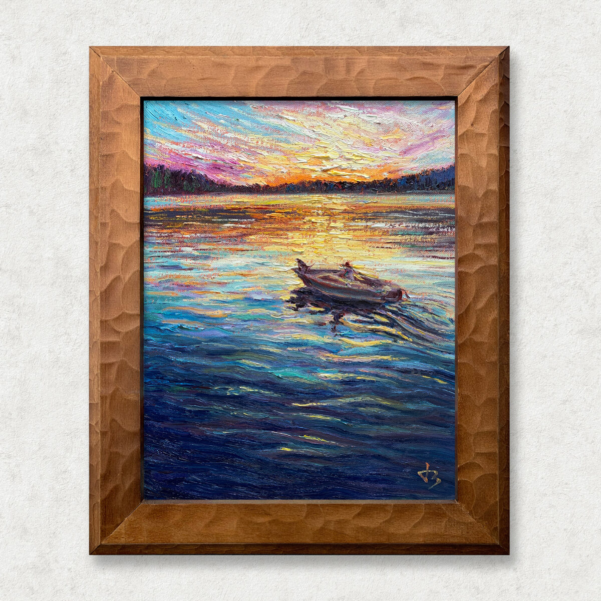 Companions at Dusk Walnut 1 — Dallas Deng oil painting, framed view, light and calm.