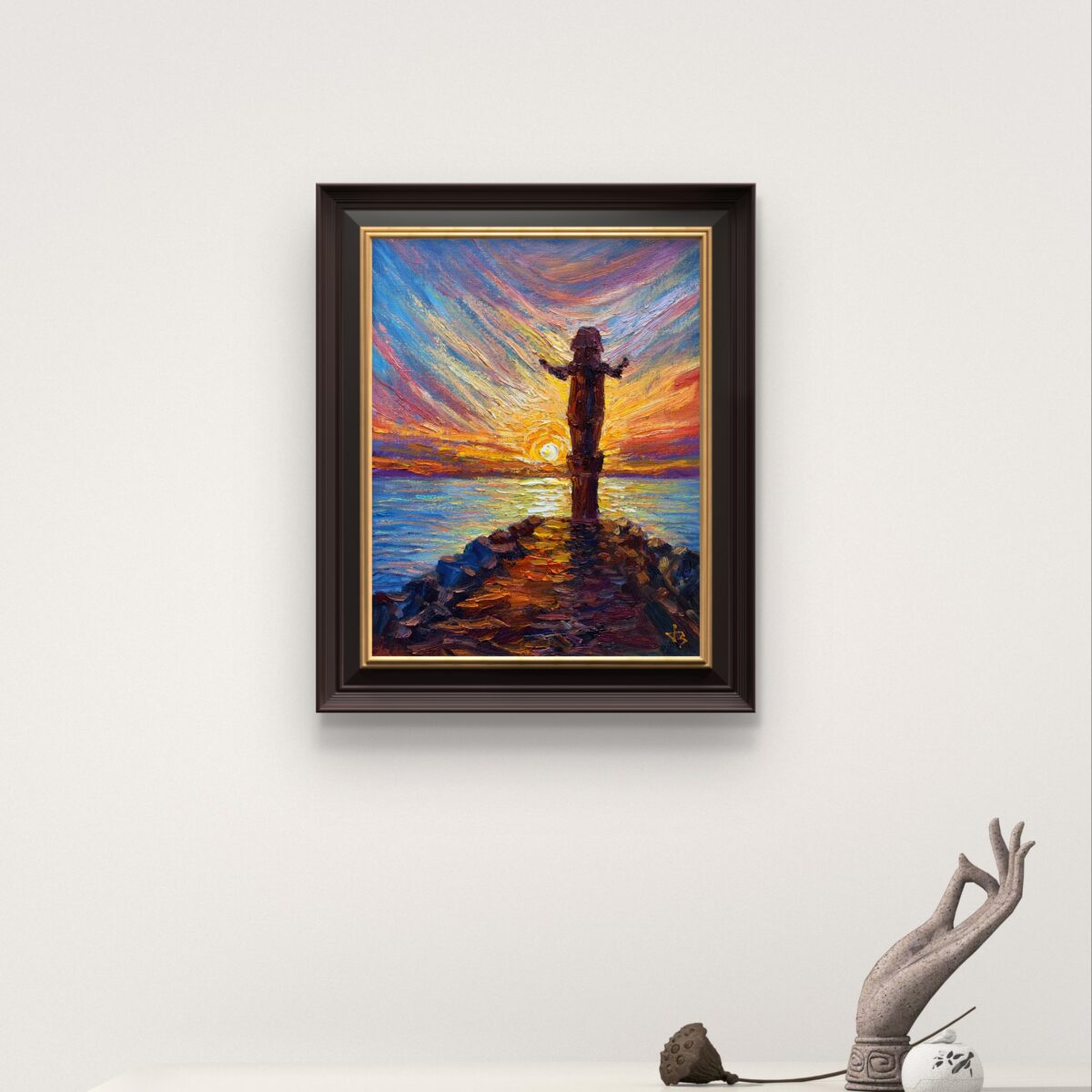 Where Light Becomes Spirit Sky 1 — Dallas Deng oil painting, interior wall view, light and calm.