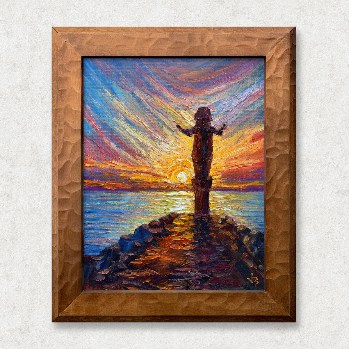 Where Light Becomes Spirit Sky Walnut 1 — Dallas Deng oil painting, framed view, light and calm.