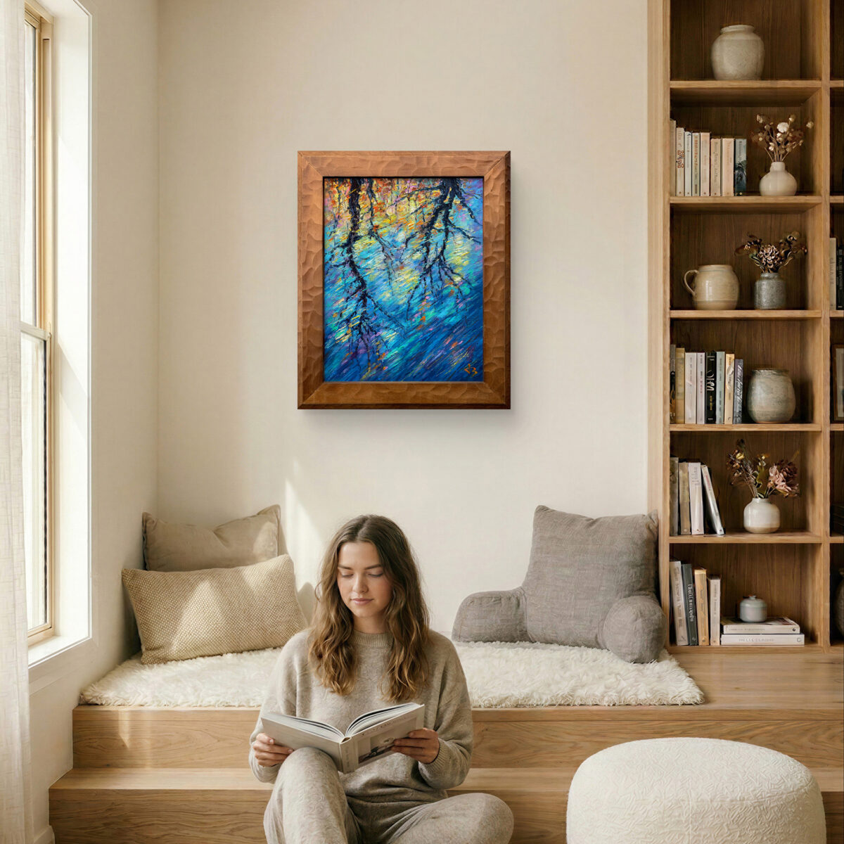 Afterimage 3 1 — Dallas Deng oil painting, interior wall view, light and calm.