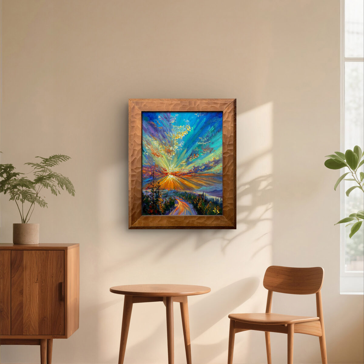 Burst of Light 3 1 — Dallas Deng oil painting, interior wall view, light and calm.