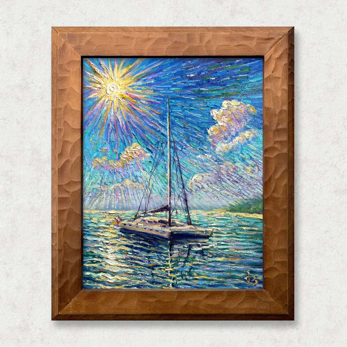 Invocation Walnut 2 — Dallas Deng oil painting, framed view, light and calm.