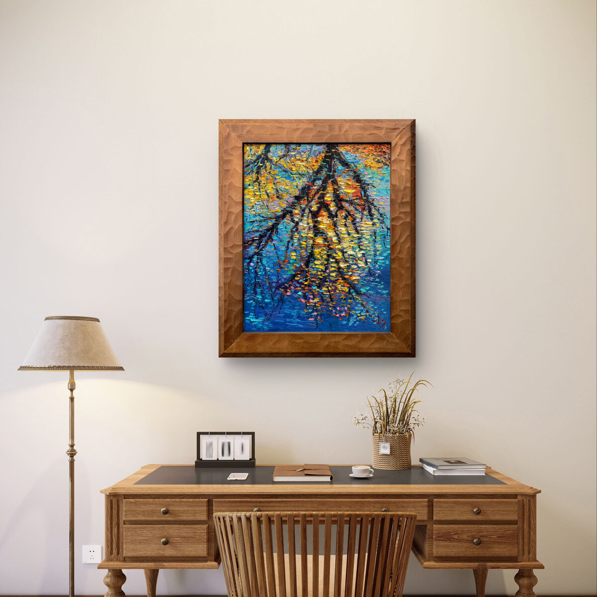 Resonance 3 1 — Dallas Deng oil painting, interior wall view, light and calm.