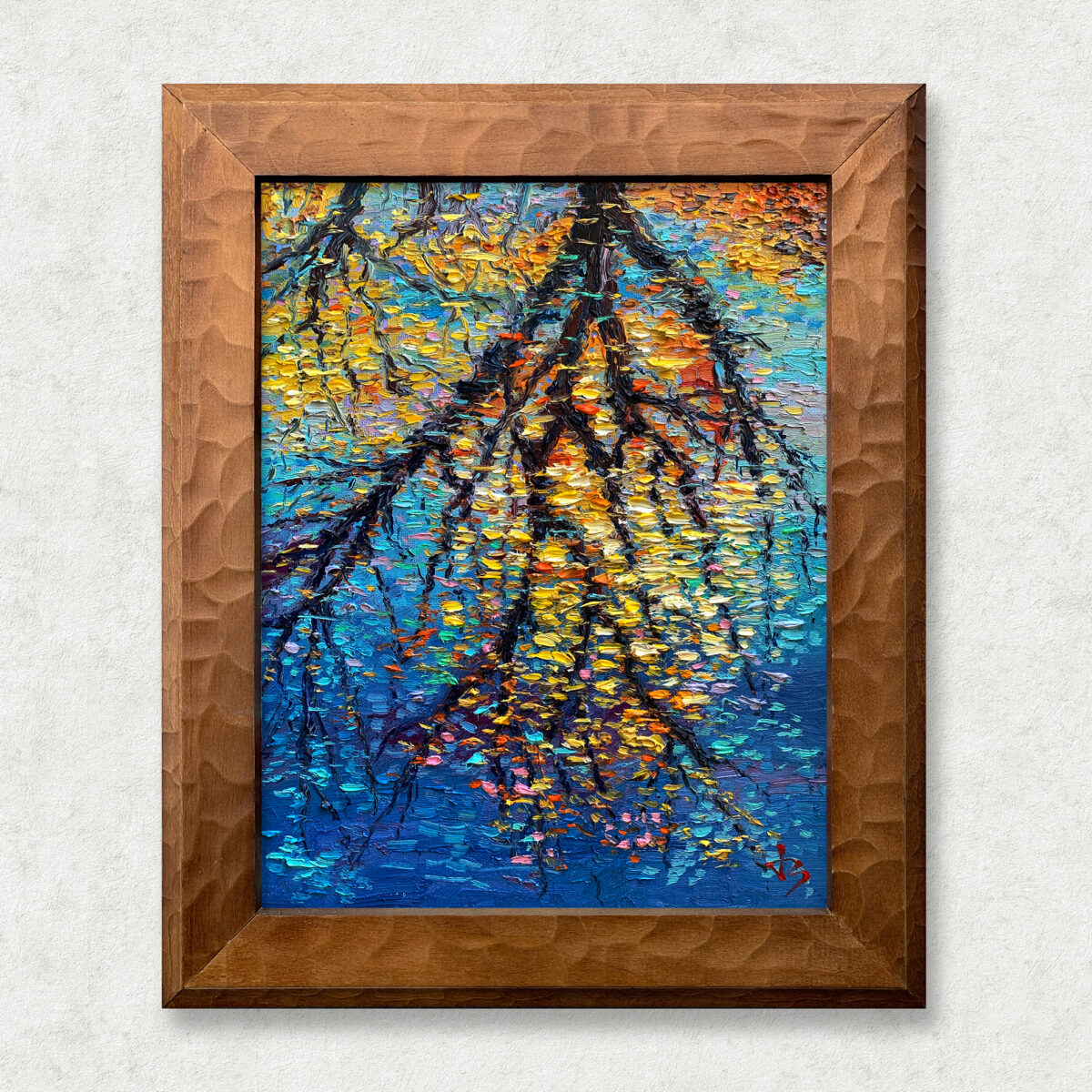Resonance Walnut 2 — Dallas Deng oil painting, framed view, light and calm.