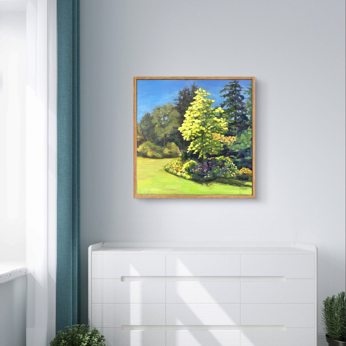 Summer Quiet 2 — Dallas Deng oil painting, interior wall view, light and calm.