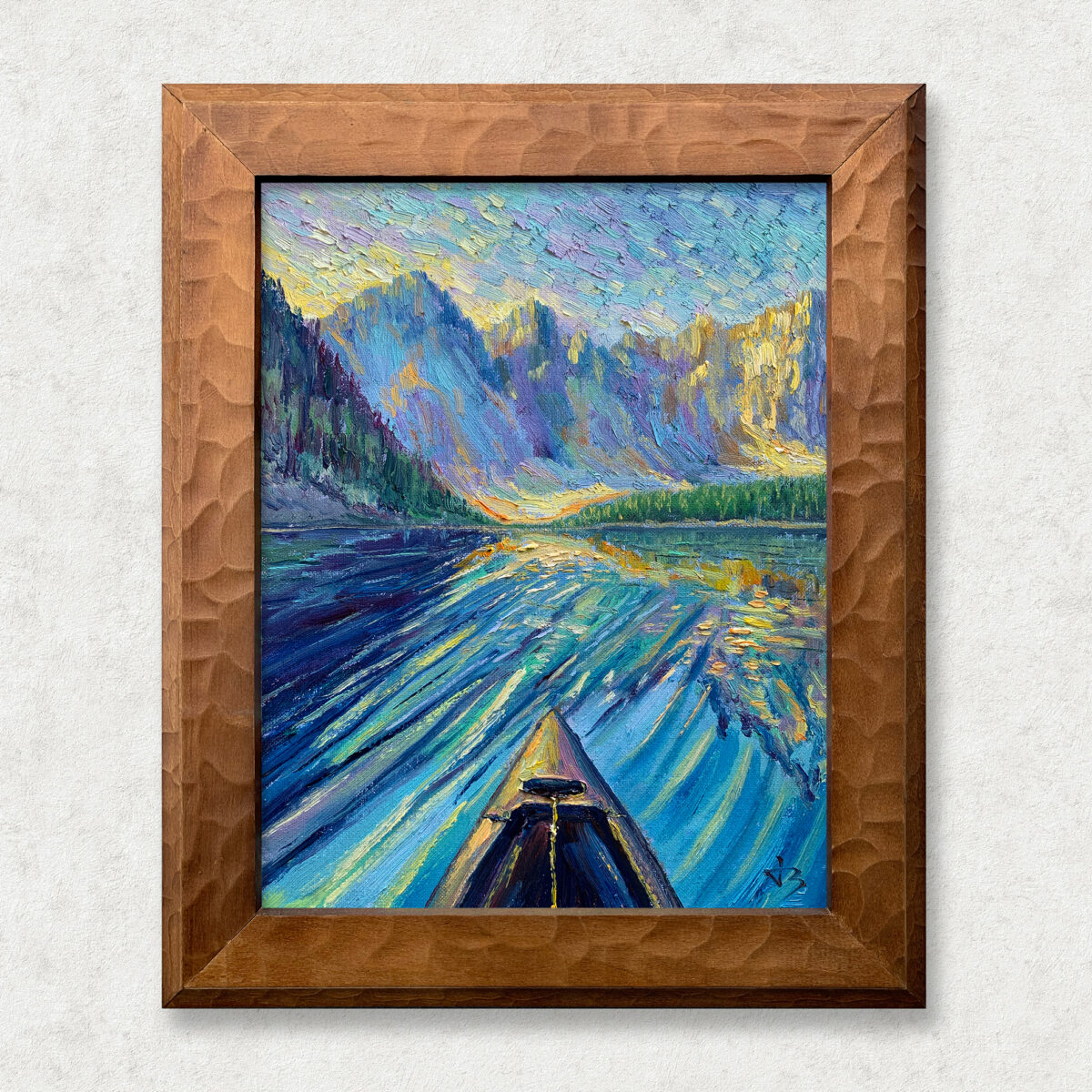 Toward the Light Walnut 3 — Dallas Deng oil painting, framed view, light and calm.